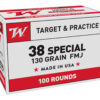 WIN USA TRGT 38SPL 130GR FMJ 100/500