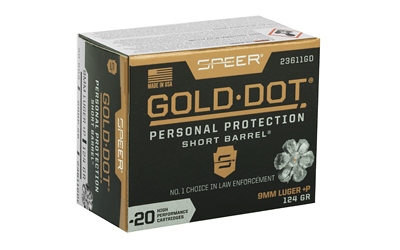 SPR GOLD DOT 9MM+P 124G HP SB 20/200